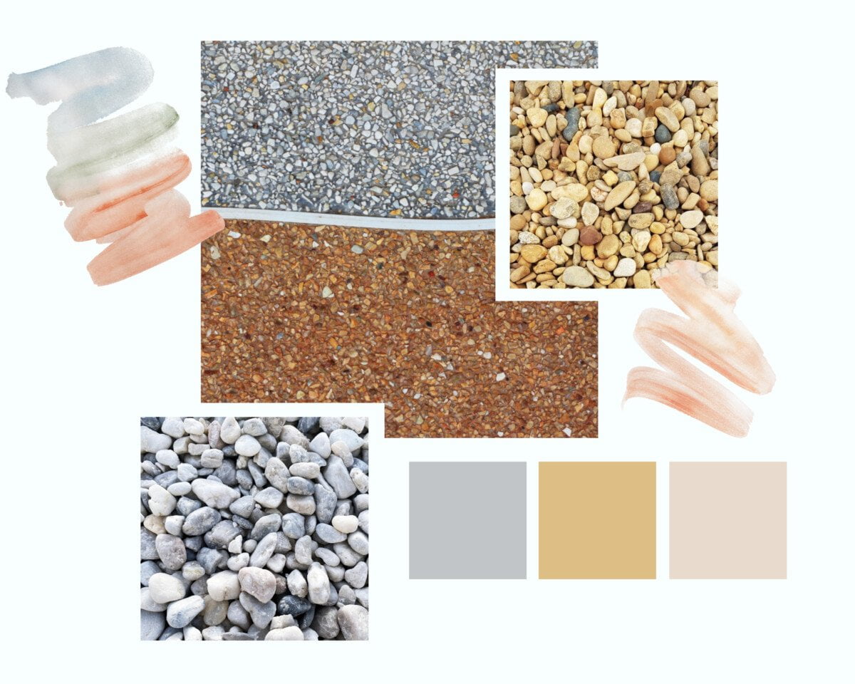 Béton désactivé avec des galets de marbre