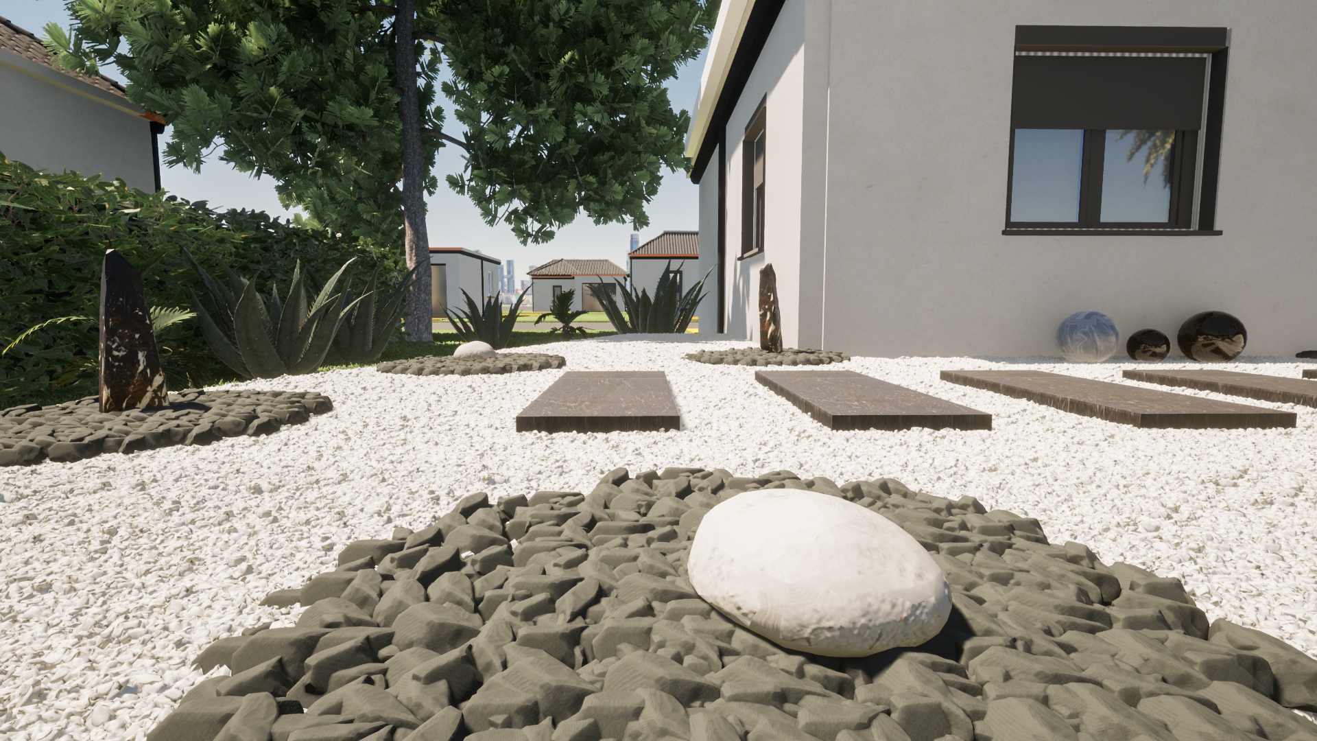 galet de marbre jardin