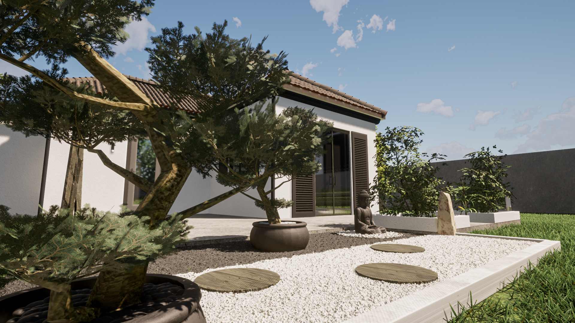 galets de marbre dans mon jardin de Boulogne-billancourt