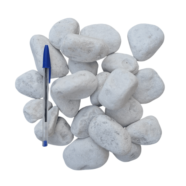 galet marbre blanc roulé 40/60 pour jardinière