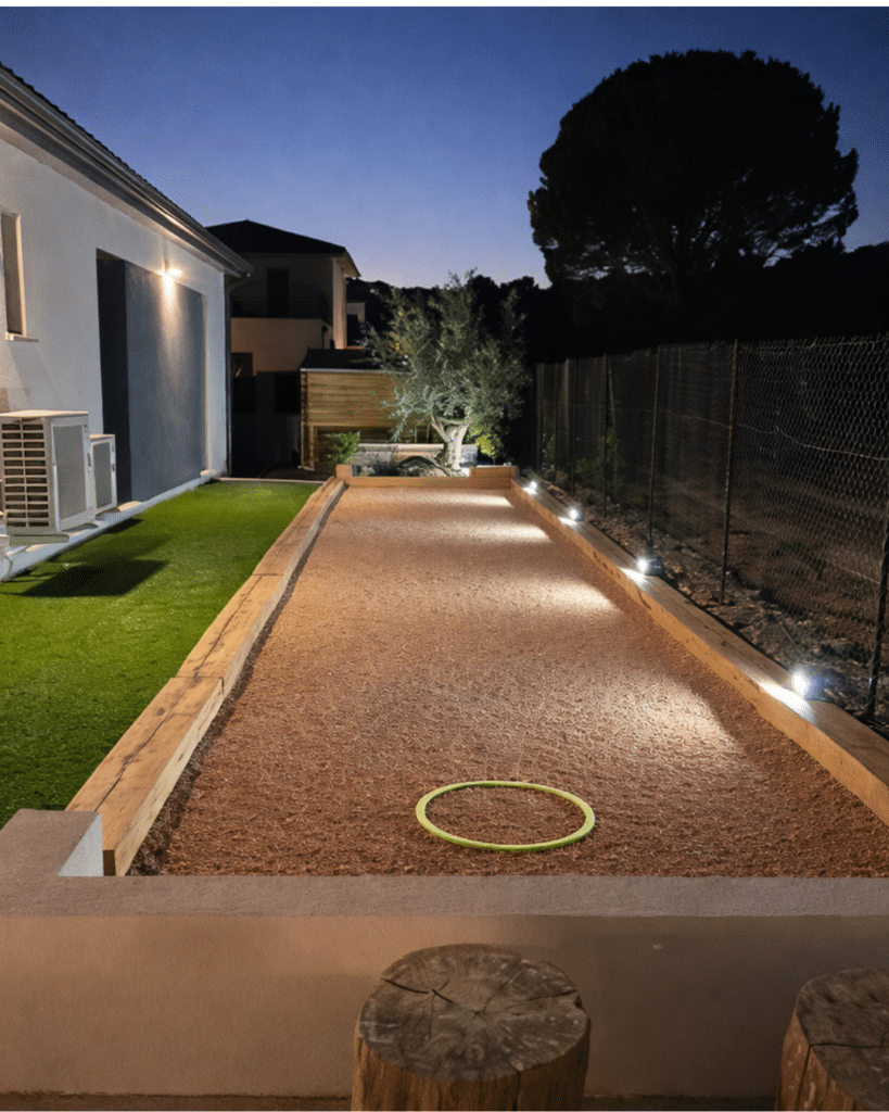 Terrain de pétanque sable stabilisé rose